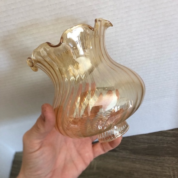 Optic Swirl Amber Glass Lamp Shade - Picture 3 of 9